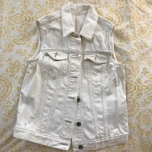 Distressed white denim / jean vest by GAP